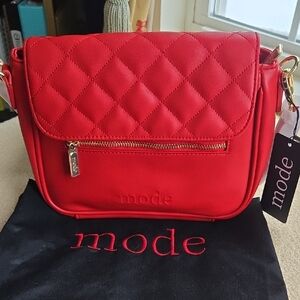 Quilted Red Crossbody Bag By Mode